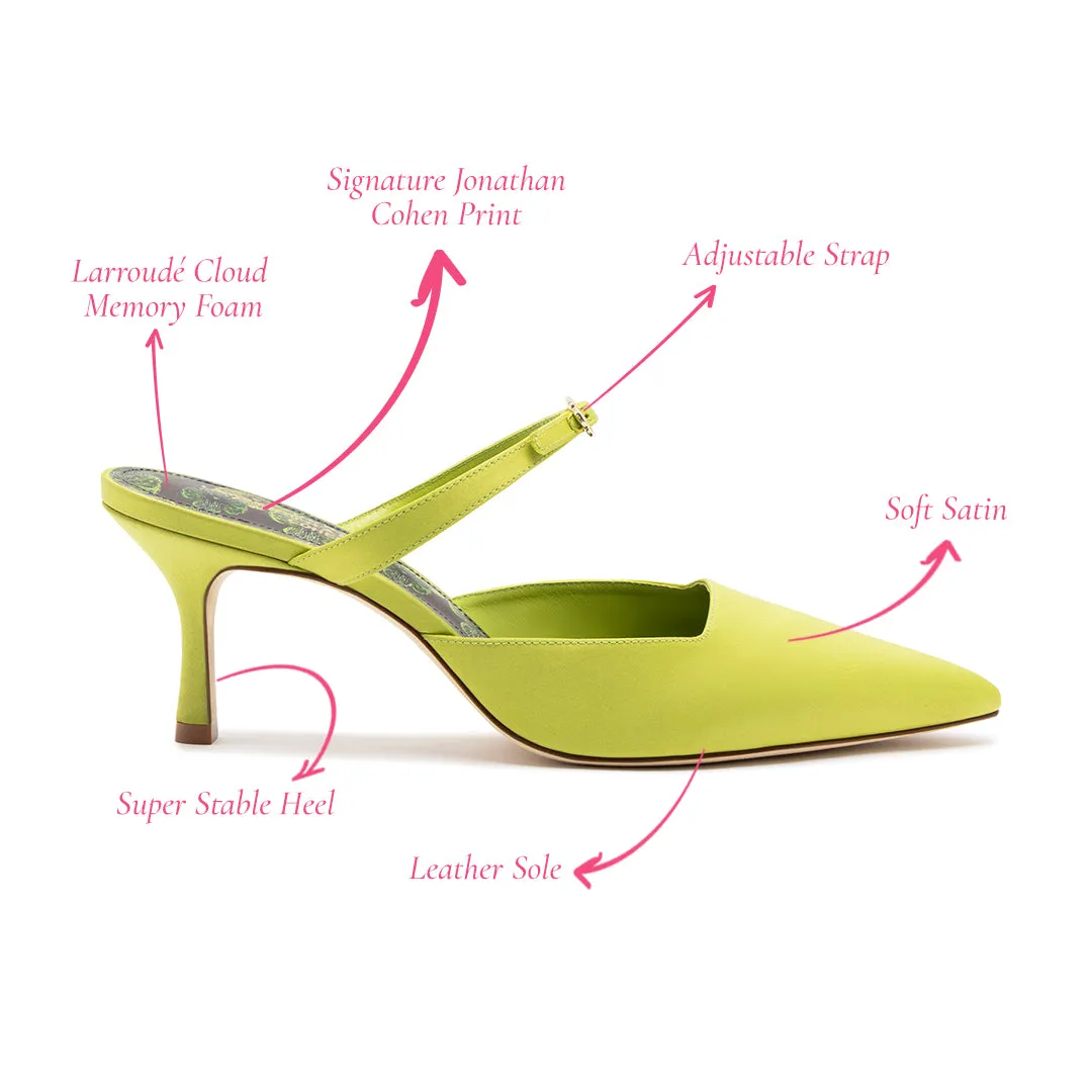Larroudé for Jonathan Cohen: Strap Mule In Green Satin sold by Larroude product image thumbnail 4
