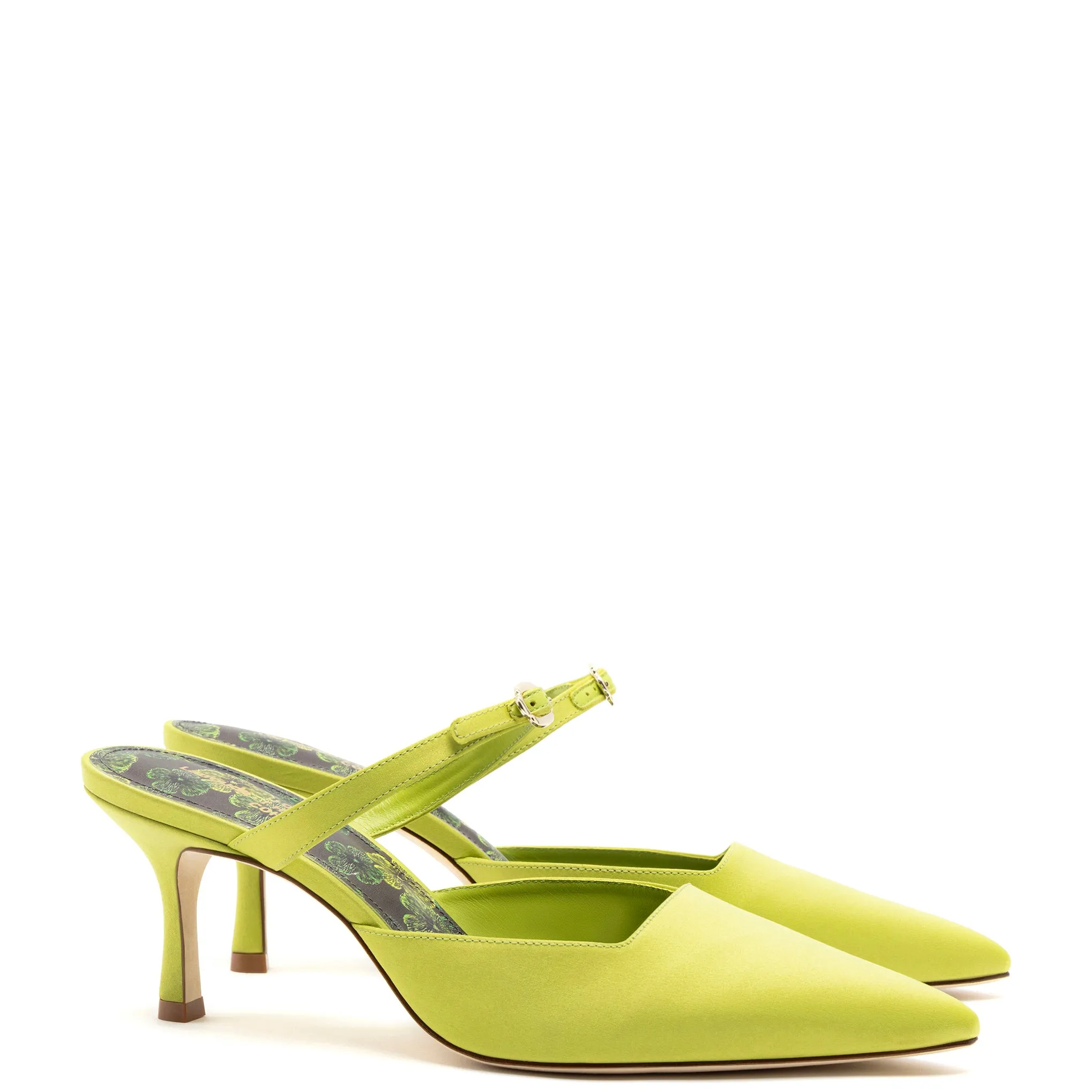 Larroudé for Jonathan Cohen: Strap Mule In Green Satin sold by Larroude product image thumbnail 2