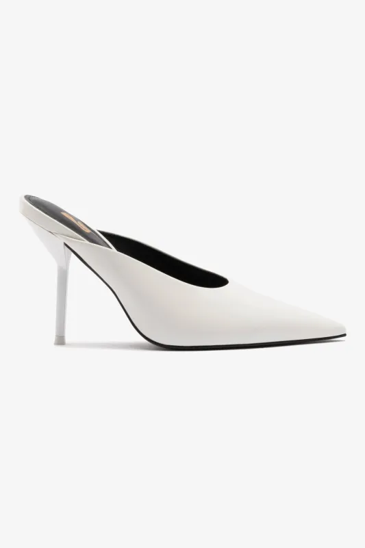 Lova Mule In White Box Leather sold by Larroude