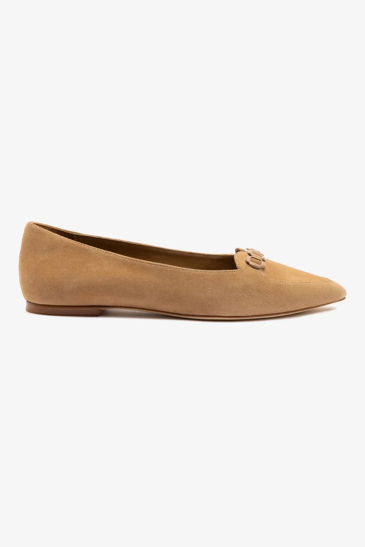 Audrey Flat In Hazelnut Suede sold by Larroude