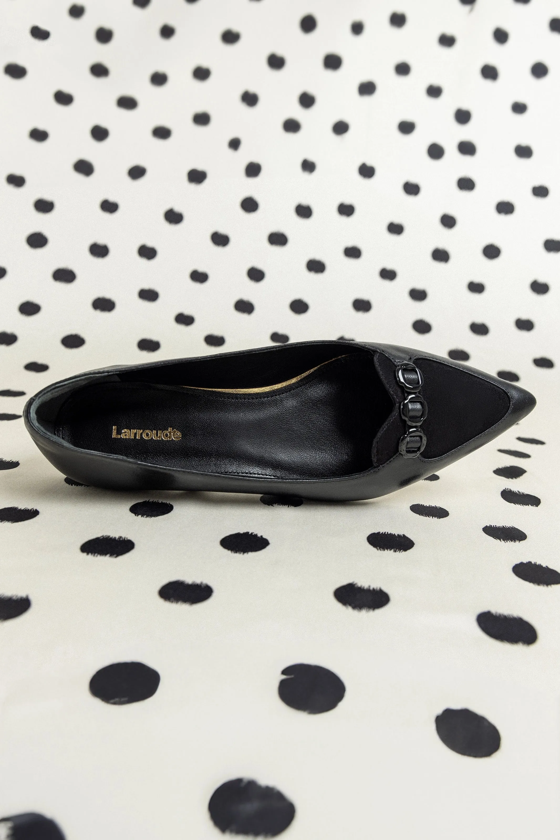 Audrey Flat In Black Leather sold by Larroude product image thumbnail 2