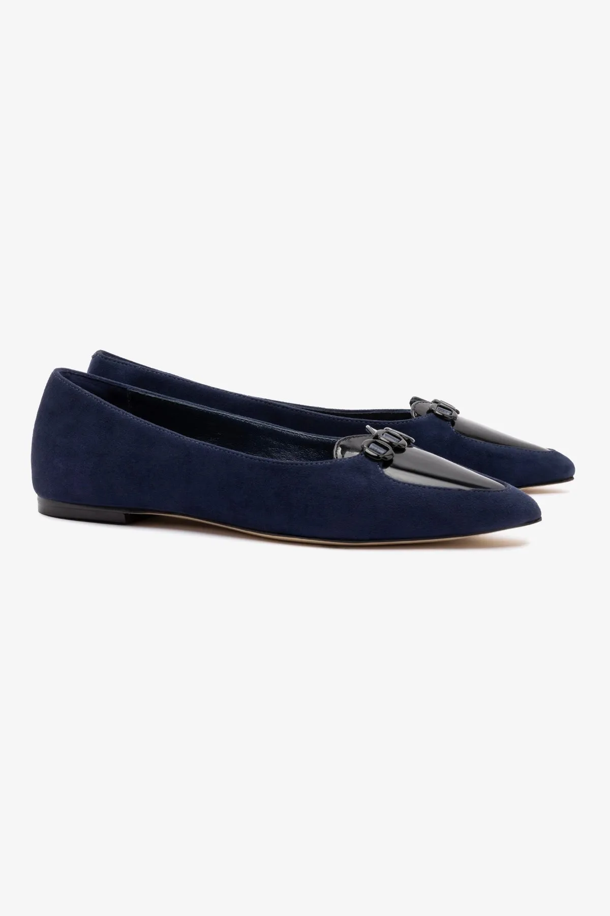 Audrey Flat In Navy Suede sold by Larroude product image thumbnail 3
