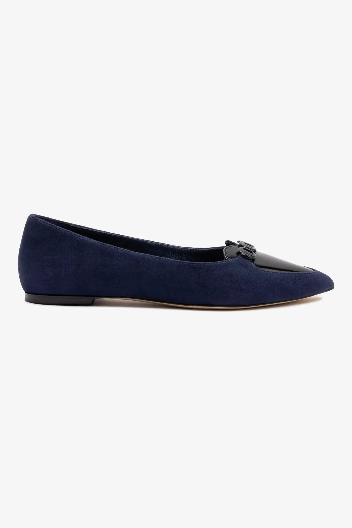 Audrey Flat In Navy Suede sold by Larroude