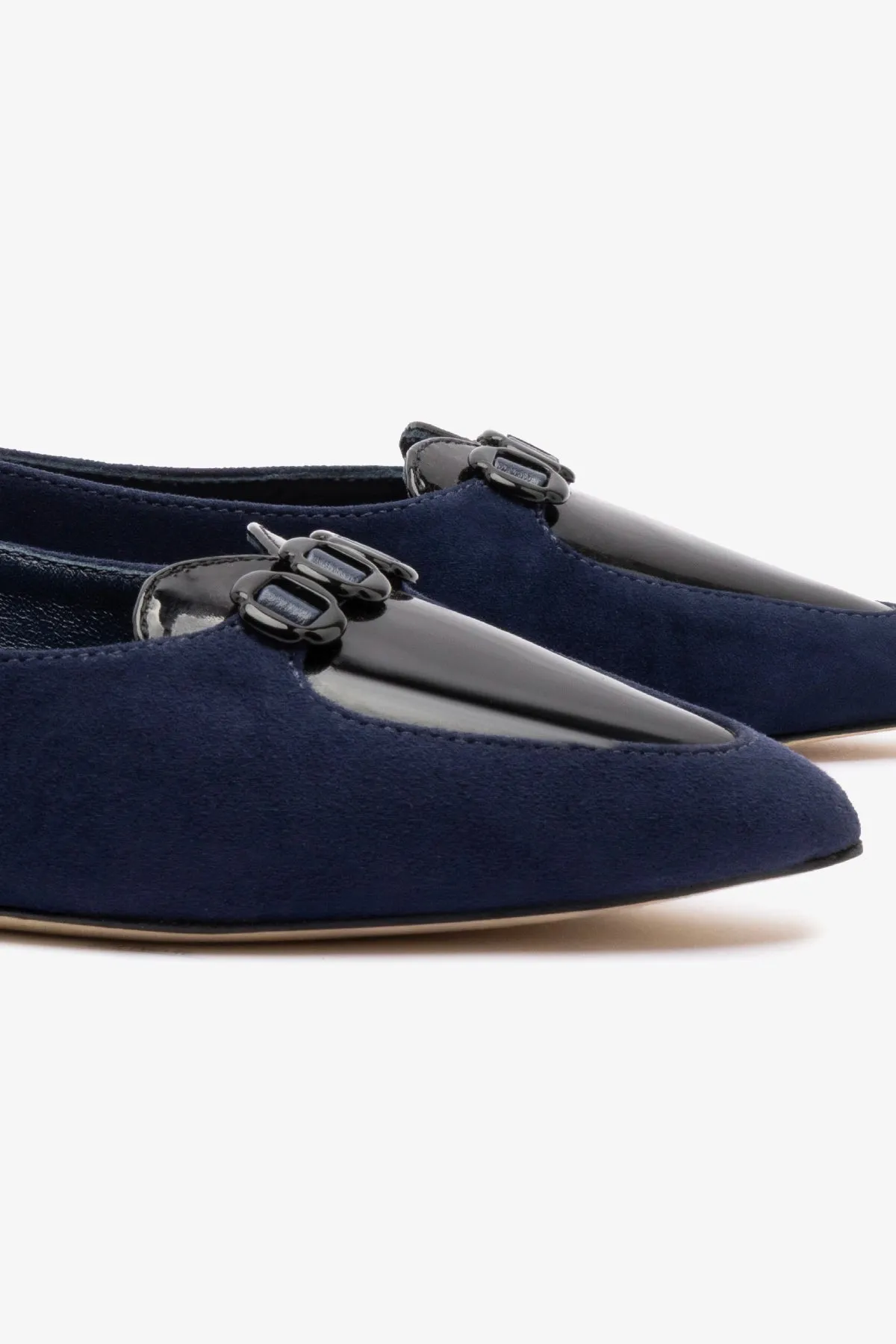 Audrey Flat In Navy Suede sold by Larroude product image thumbnail 4