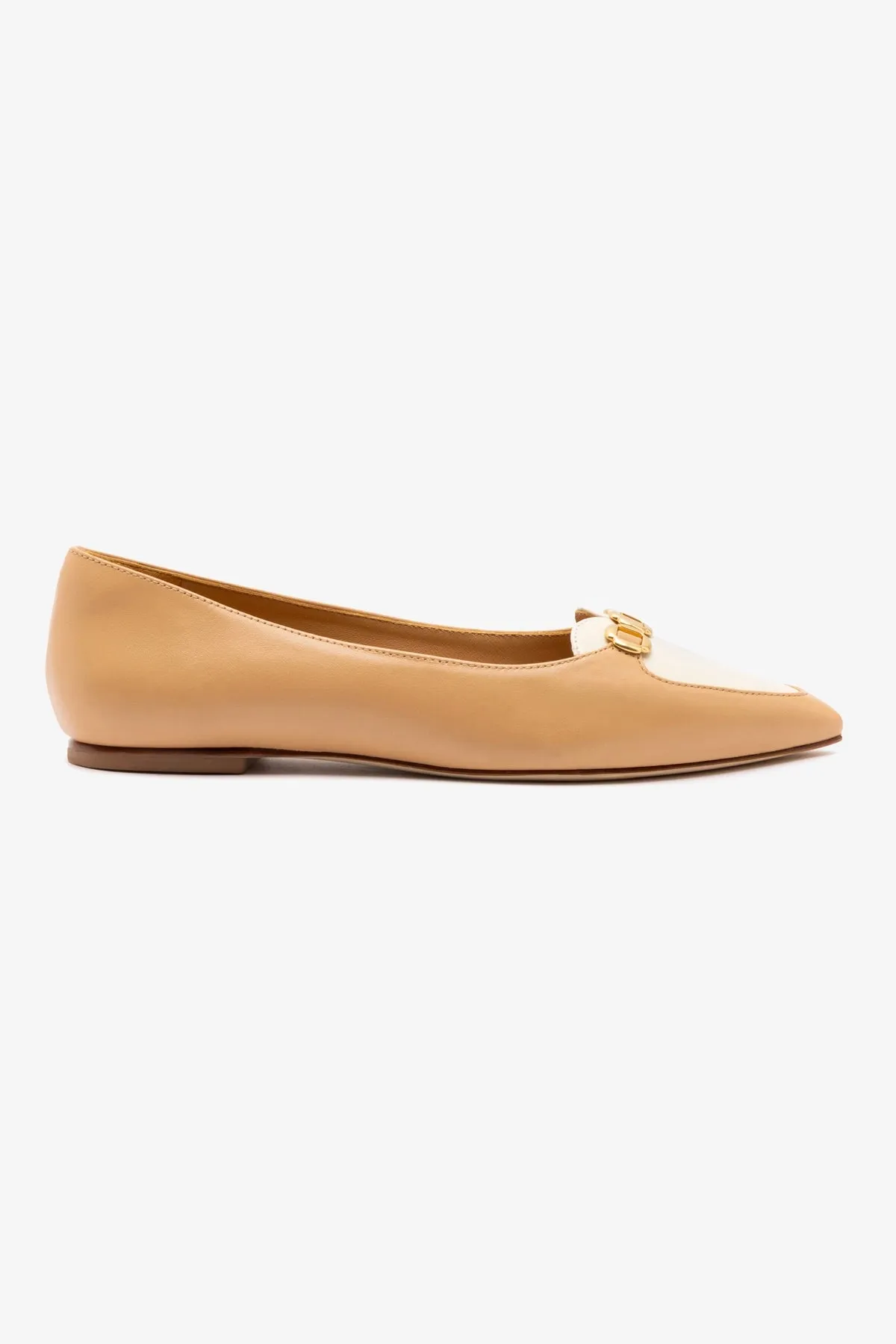 Audrey Flat In Tan Leather sold by Larroude