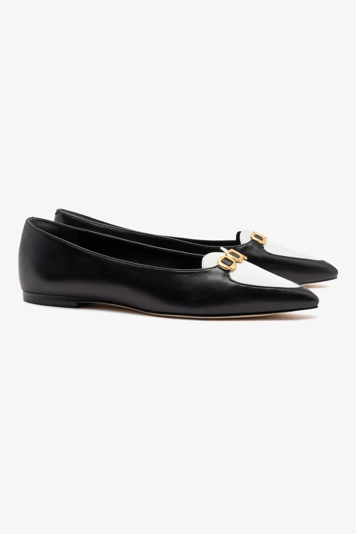 Audrey Flat In Black and White Leather sold by Larroude product image thumbnail 3