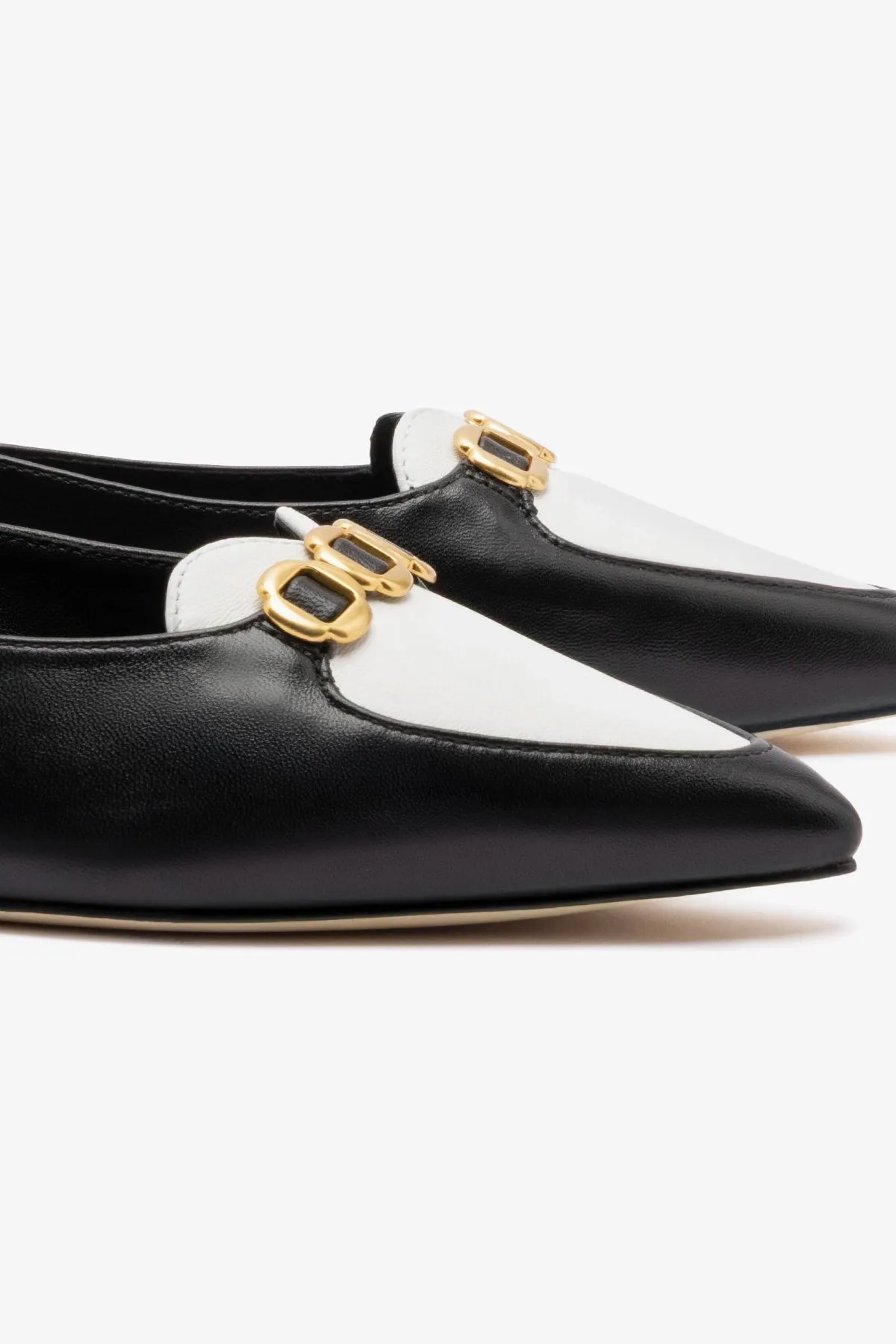 Audrey Flat In Black and White Leather sold by Larroude product image thumbnail 4
