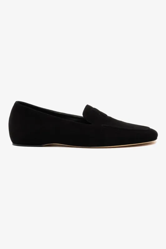 Penny Loafer In Black Suede sold by Larroude