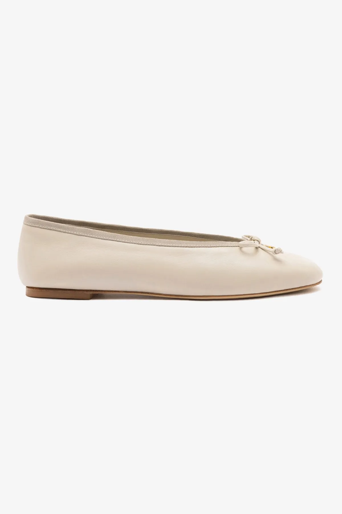 Pavlova Ballet Flat In Mushroom Grey Leather sold by Larroude