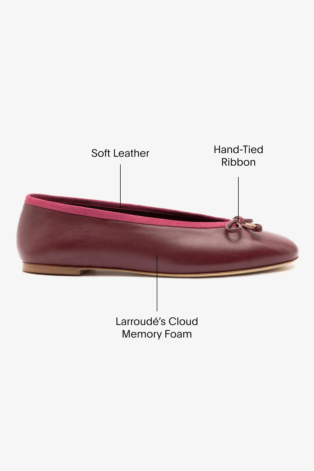 Pavlova Ballet Flat In Burgundy Leather sold by Larroude product image thumbnail 5