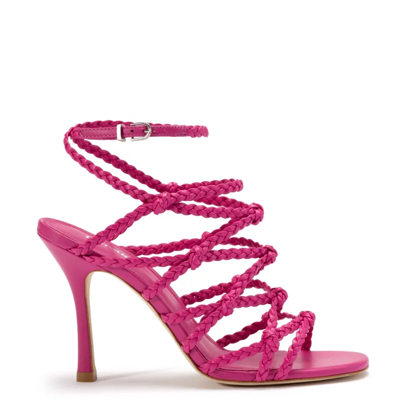 Chiara Sandal In Fuchsia Leather sold by Larroude
