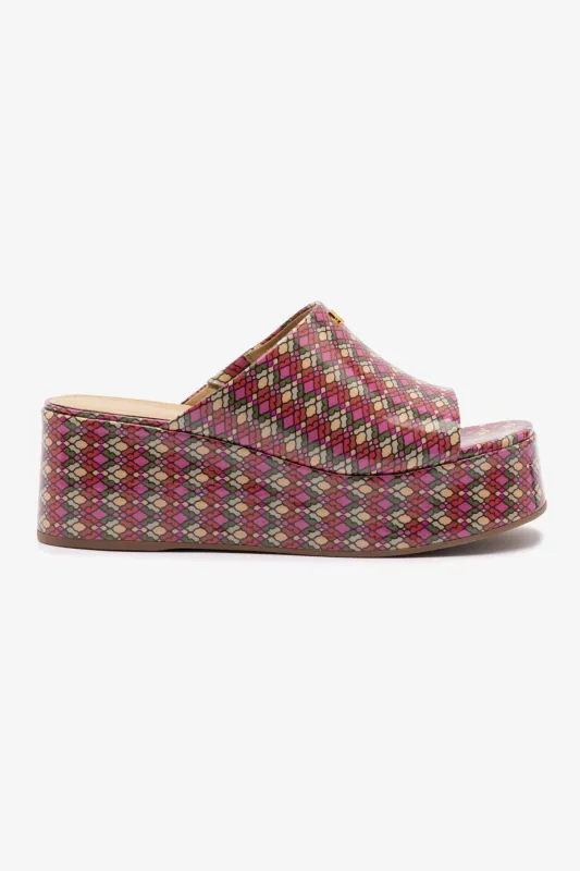 Charli Mule In Pink Vichy Patent Leather sold by Larroude