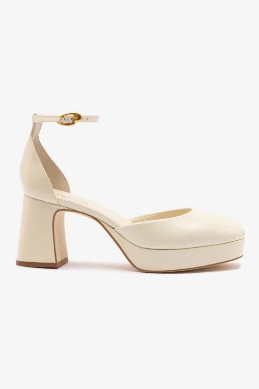 Ari Verona Low Pump In Ivory Box Leather sold by Larroude