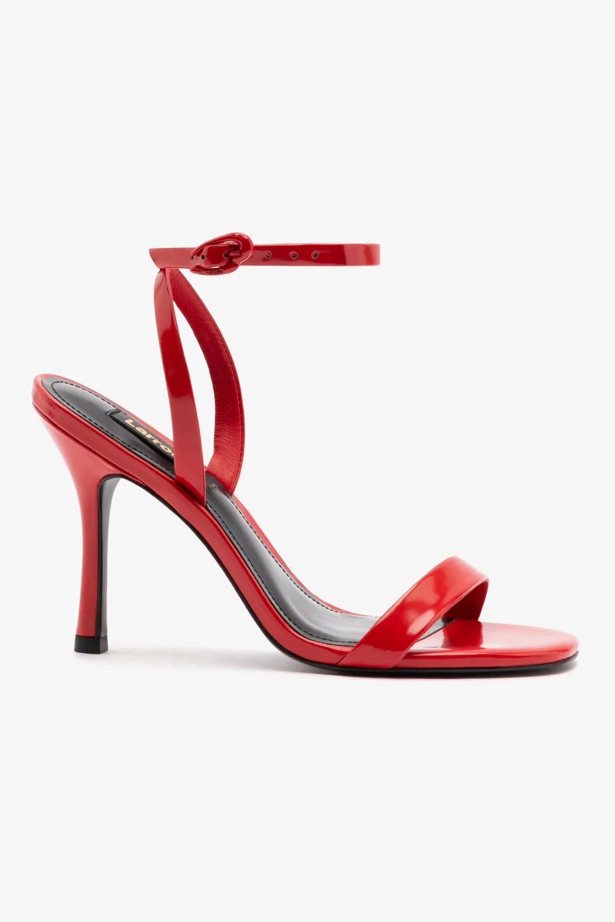 Veronina Sandal In Scarlet Patent Leather sold by Larroude