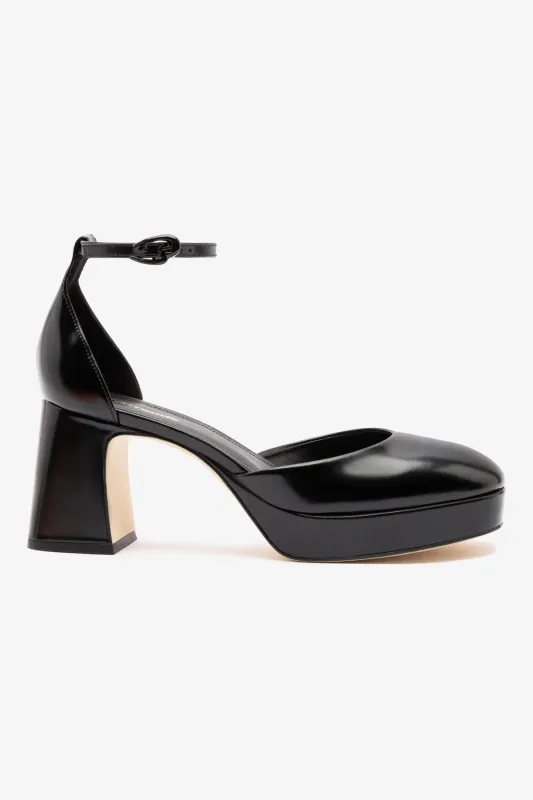 Ari Verona Low Pump In Black Box Leather sold by Larroude