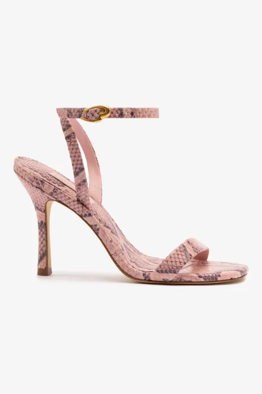 Veronina Sandal In Tulip Python Embossed Leather sold by Larroude
