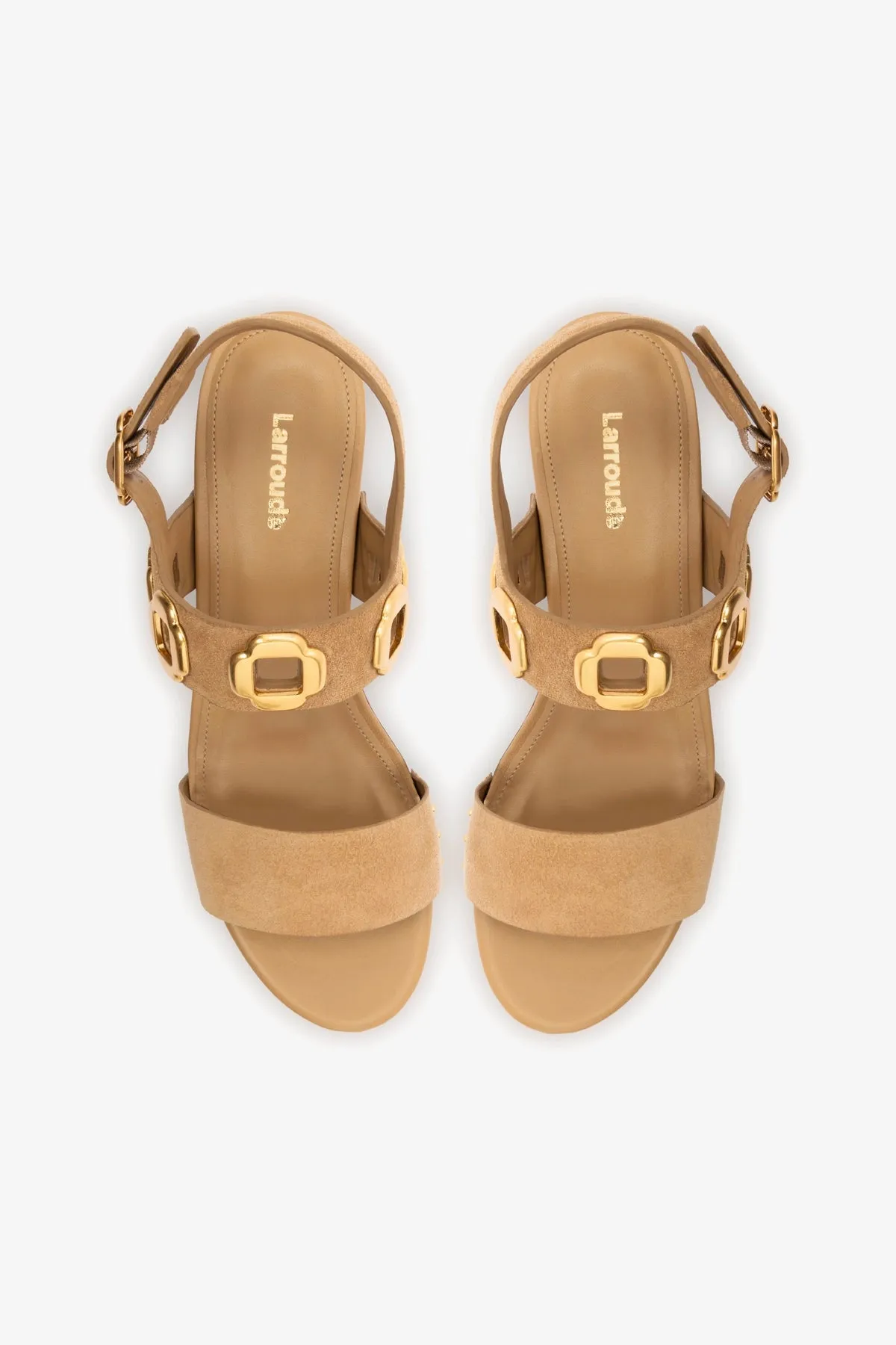 Miso Wooden Platform Sandal In Peanut Suede sold by Larroude product image thumbnail 3