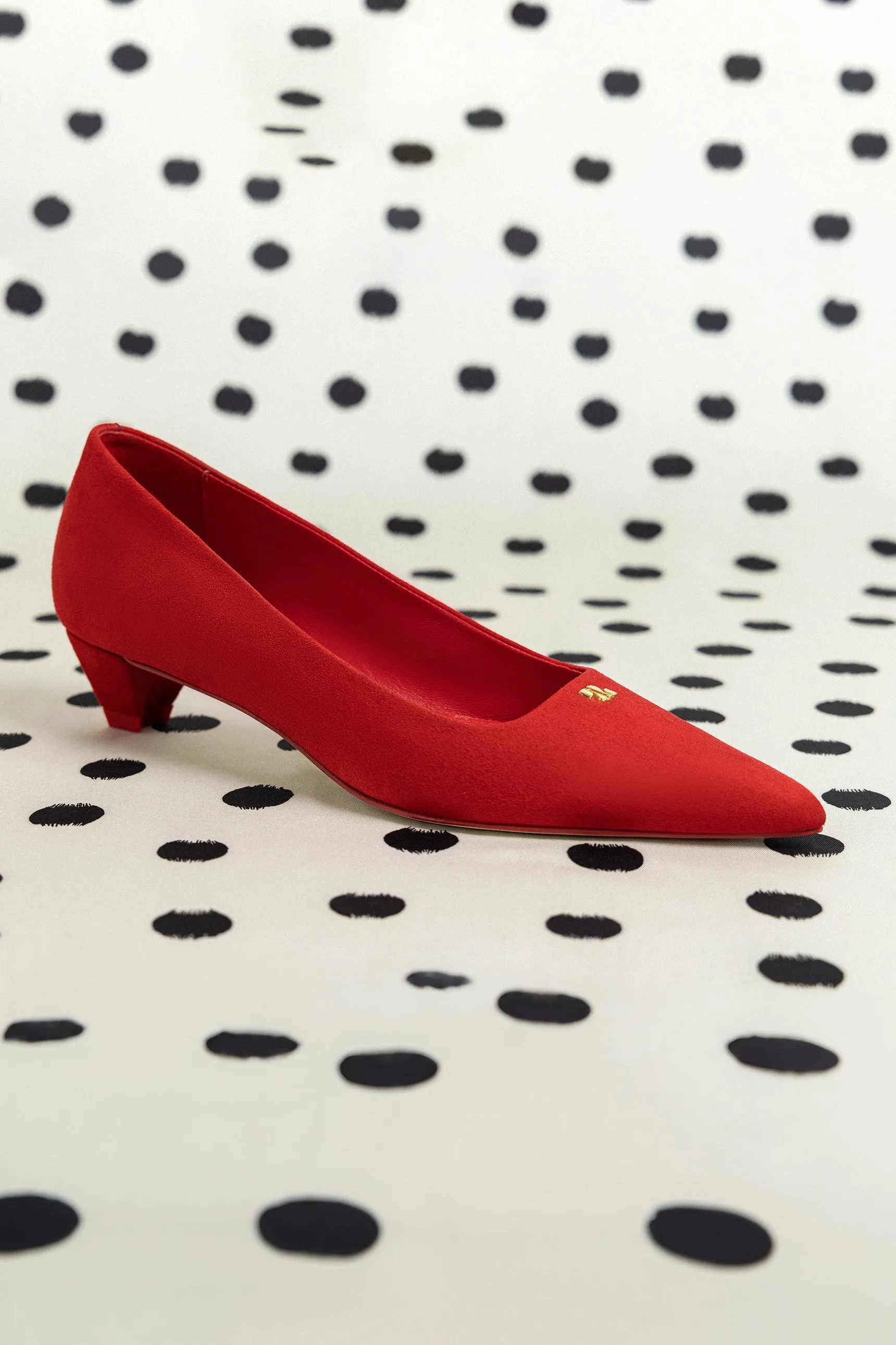 Ruth Pump In Scarlet Suede sold by Larroude product image thumbnail 2