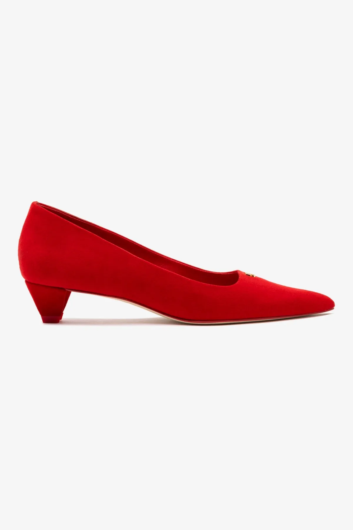 Ruth Pump In Scarlet Suede sold by Larroude