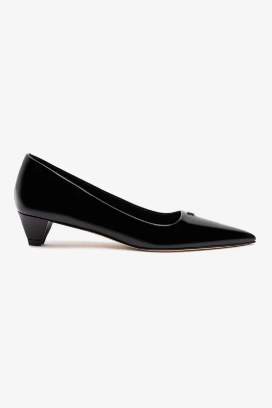Ruth Pump In Black Box Leather sold by Larroude