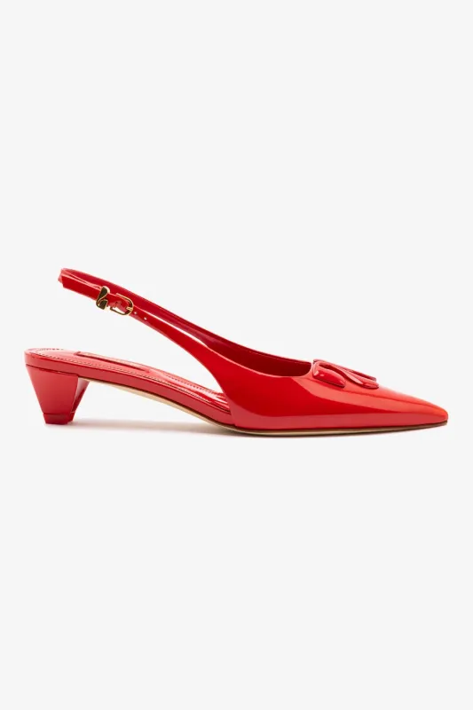 Kaitlan LL Low Pump In Scarlet Patent Leather sold by Larroude