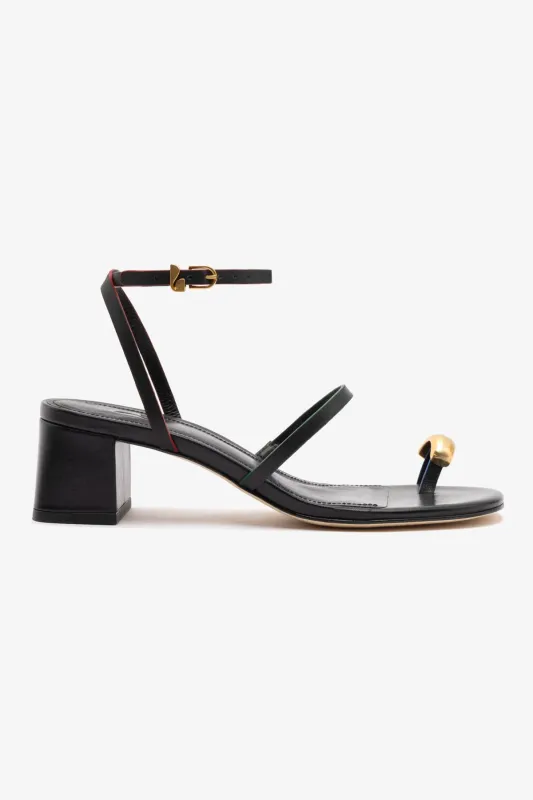 Biarritz Block In Black Leather made by Larroude