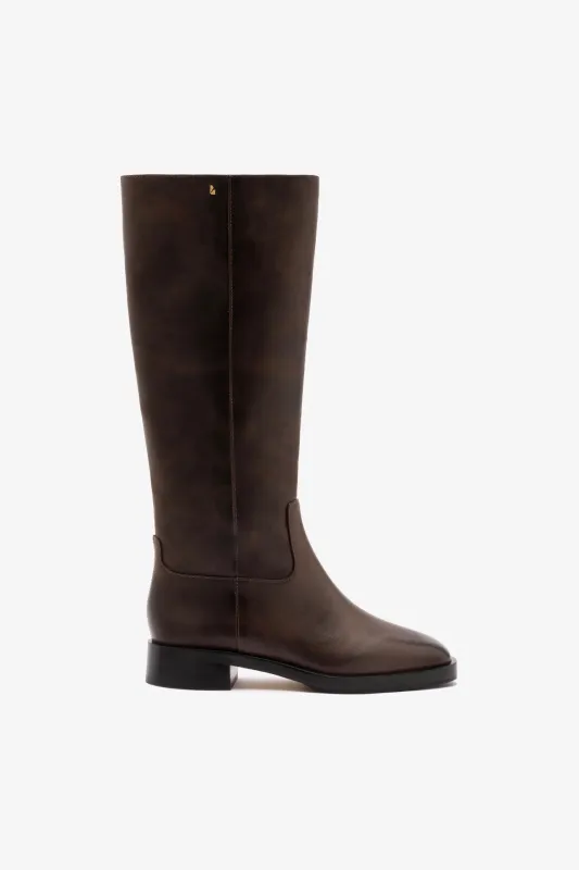 Anne Boot In Brown Shadow Leather sold by Larroude