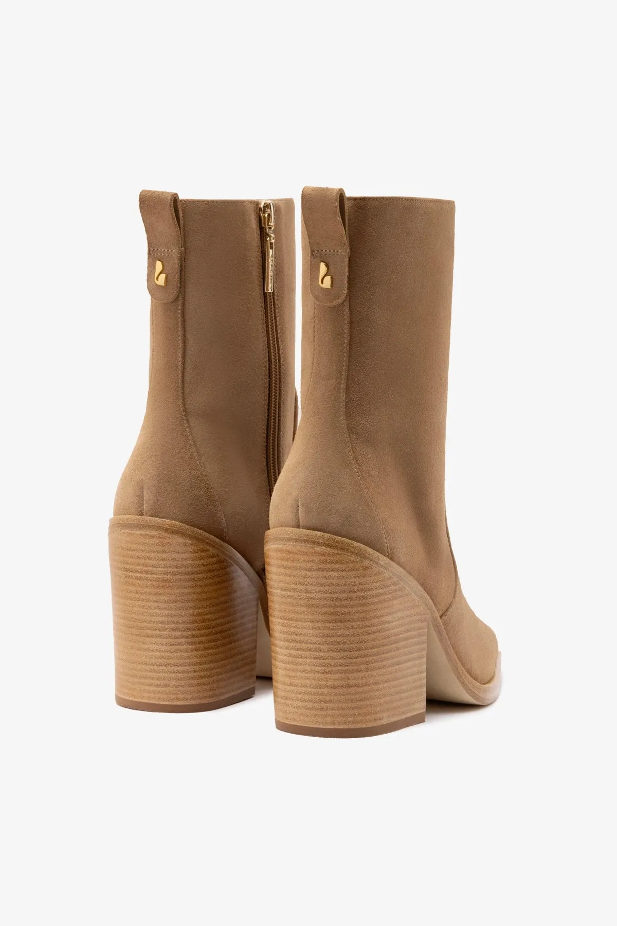 James Bootie In Peanut Suede sold by Larroude product image thumbnail 3