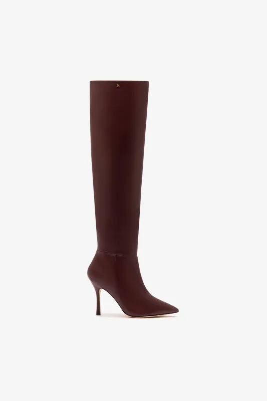 Kate Hi Boot In Burgundy Leather sold by Larroude