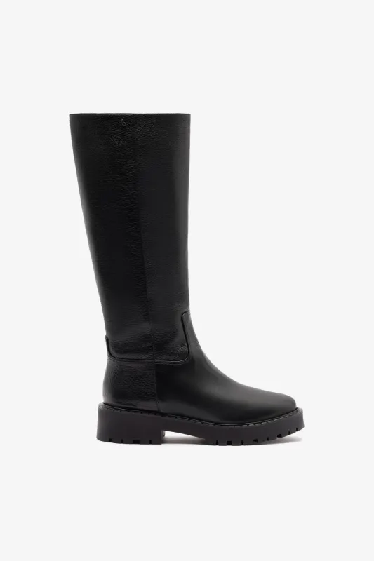 Anne Lugsole Boot In Black Leather sold by Larroude