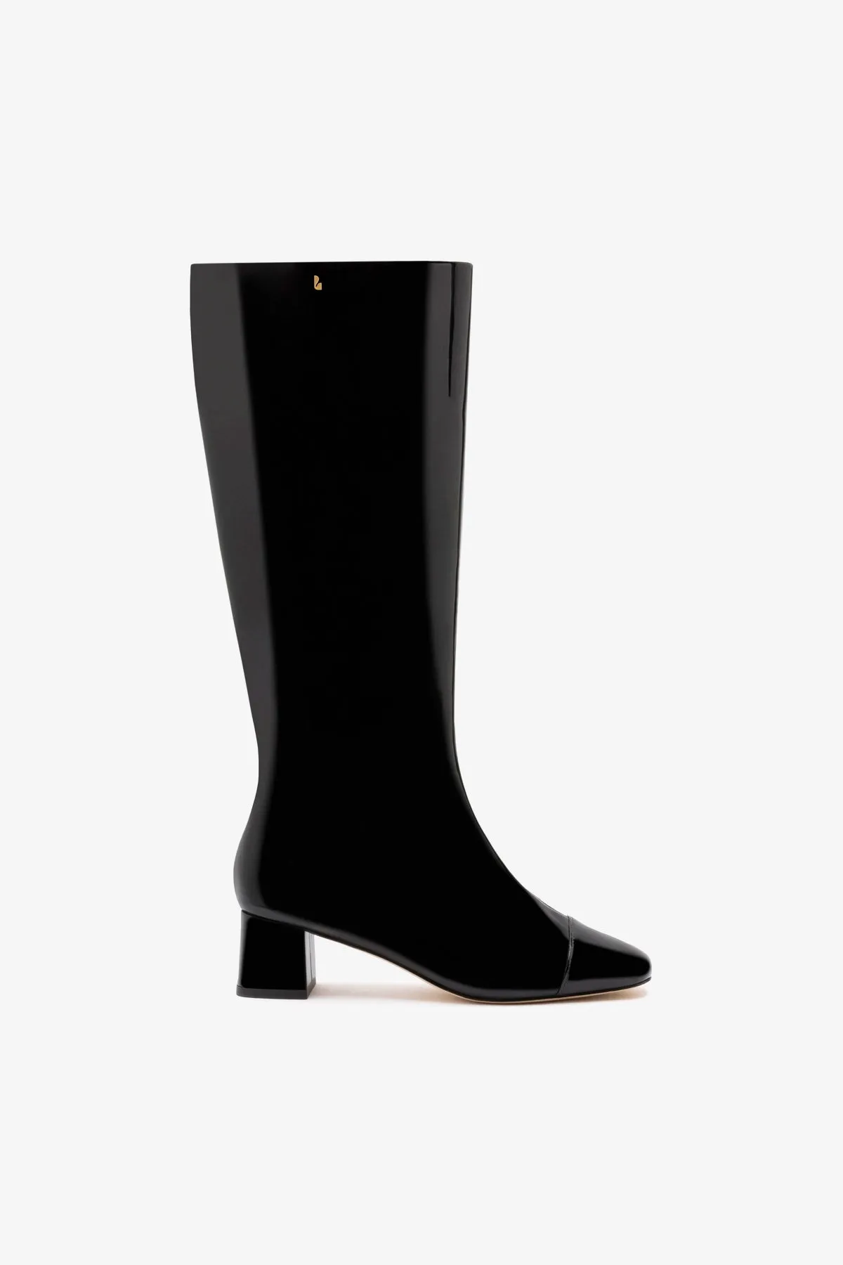 Edie Boot In Black Patent Leather sold by Larroude