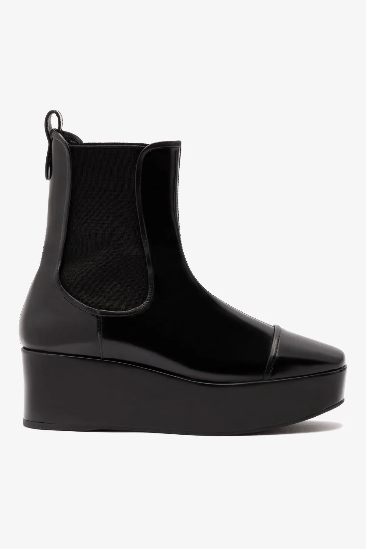 Dani Chelsea Flatform Boot In Black Box Leather sold by Larroude
