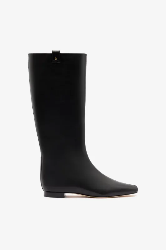 Alexis Flat Boot In Black Leather sold by Larroude