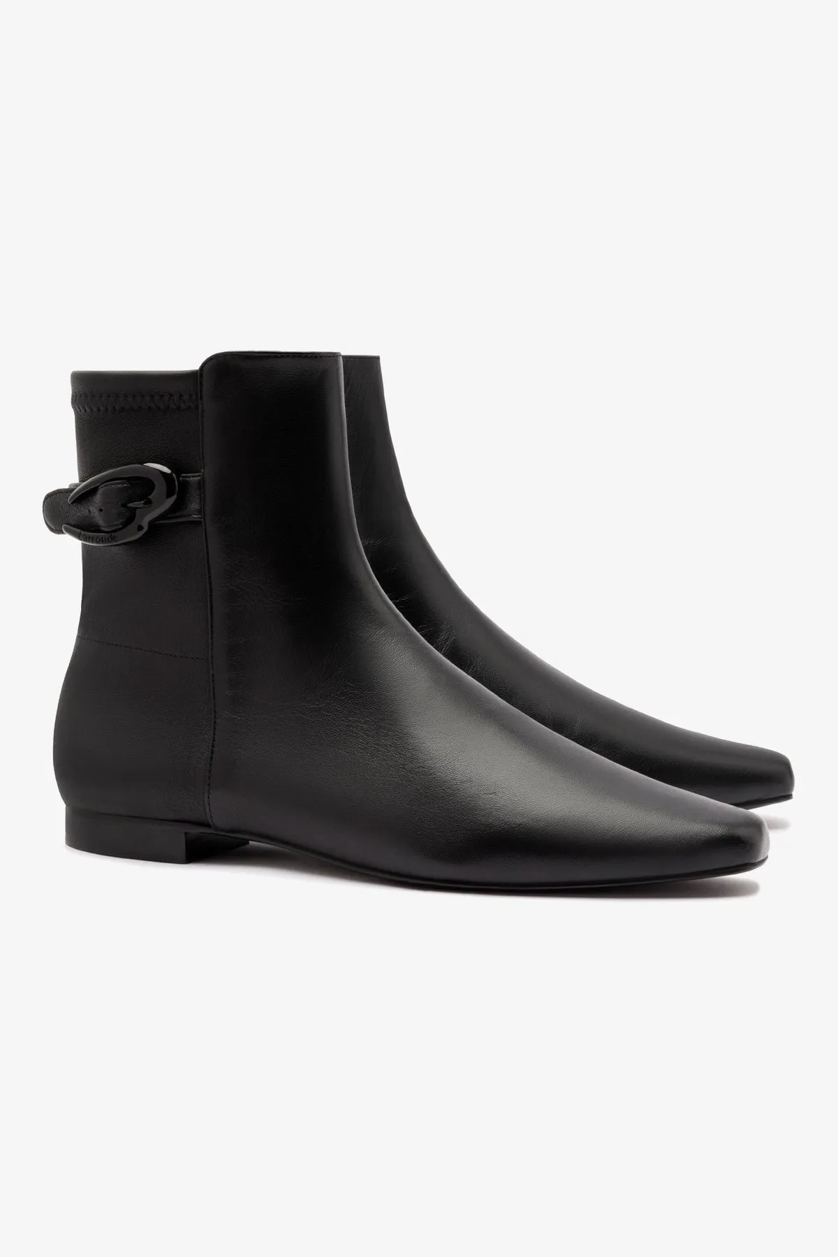 Alexis Verona Flat Boot In Black Leather sold by Larroude product image thumbnail 2