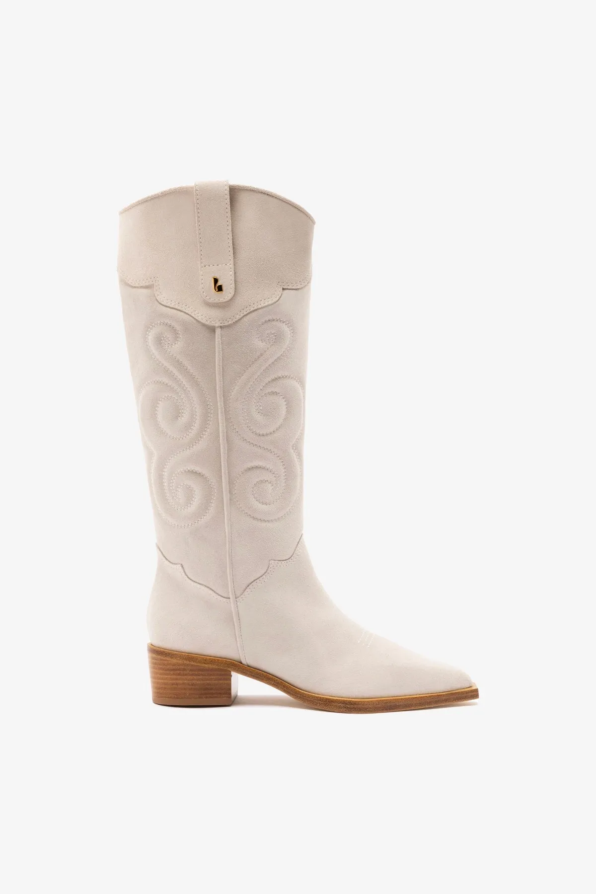 Paloma Boot In Mushroom Grey Suede sold by Larroude