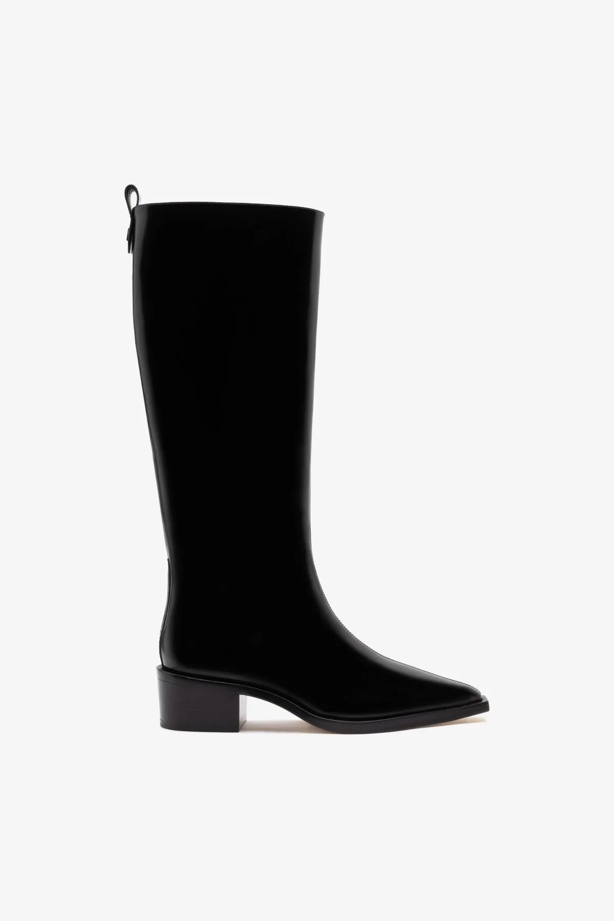 Florencia Boot In Black Box Leather sold by Larroude