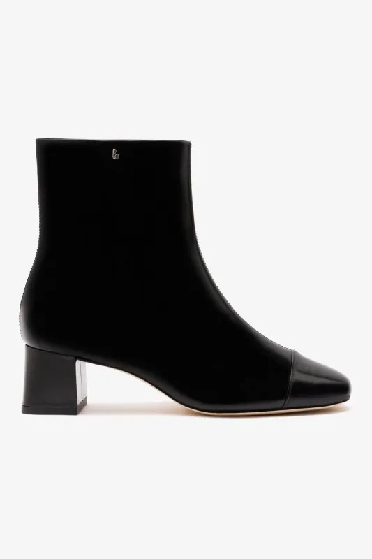 Mini Edie Boot In Black Box Leather sold by Larroude
