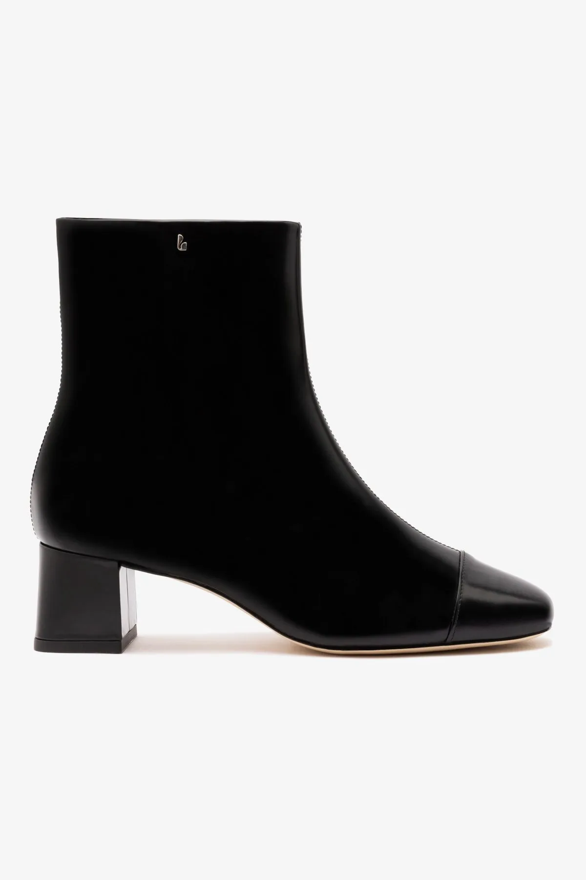 Mini Edie Boot In Black Box Leather sold by Larroude