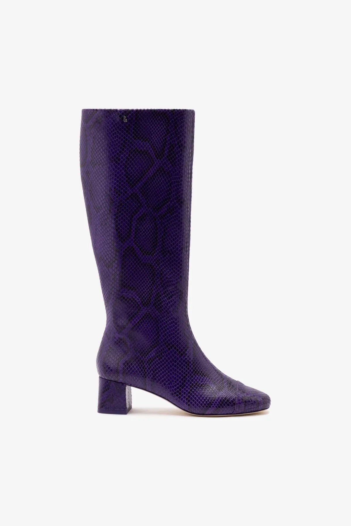 Edie Boot In Eggplant Python Embossed Leather sold by Larroude