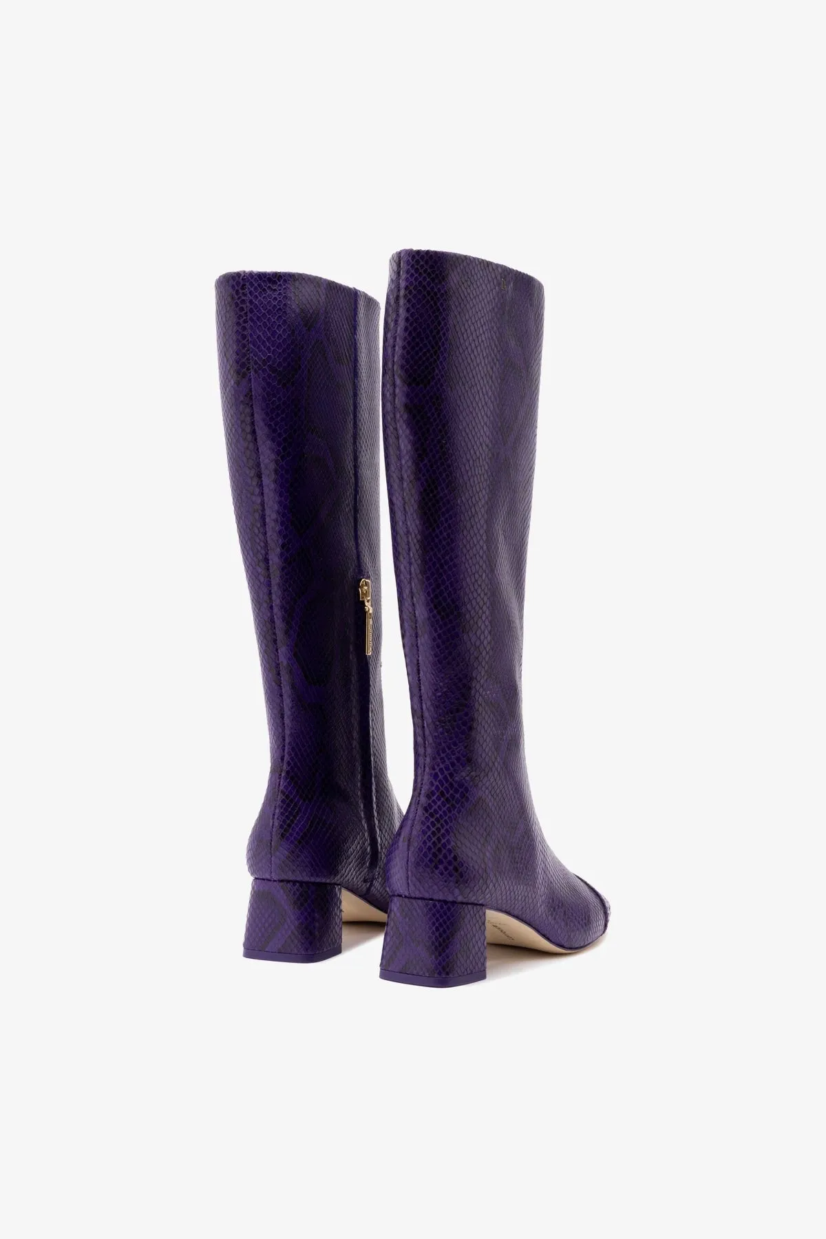 Edie Boot In Eggplant Python Embossed Leather sold by Larroude product image thumbnail 3