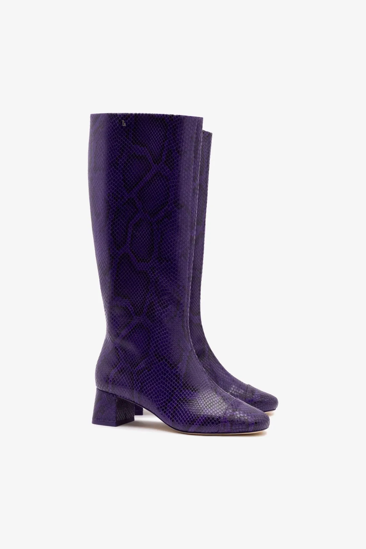 Edie Boot In Eggplant Python Embossed Leather sold by Larroude product image thumbnail 2