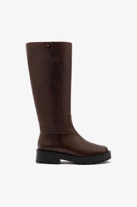 Anne Lugsole Boot In Brown Leather sold by Larroude