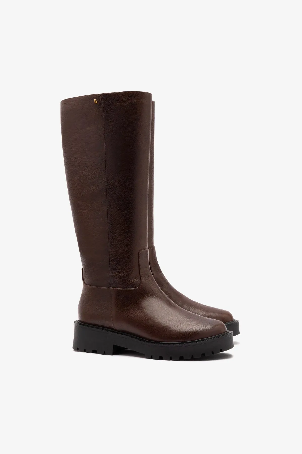 Anne Lugsole Boot In Brown Leather sold by Larroude product image thumbnail 2