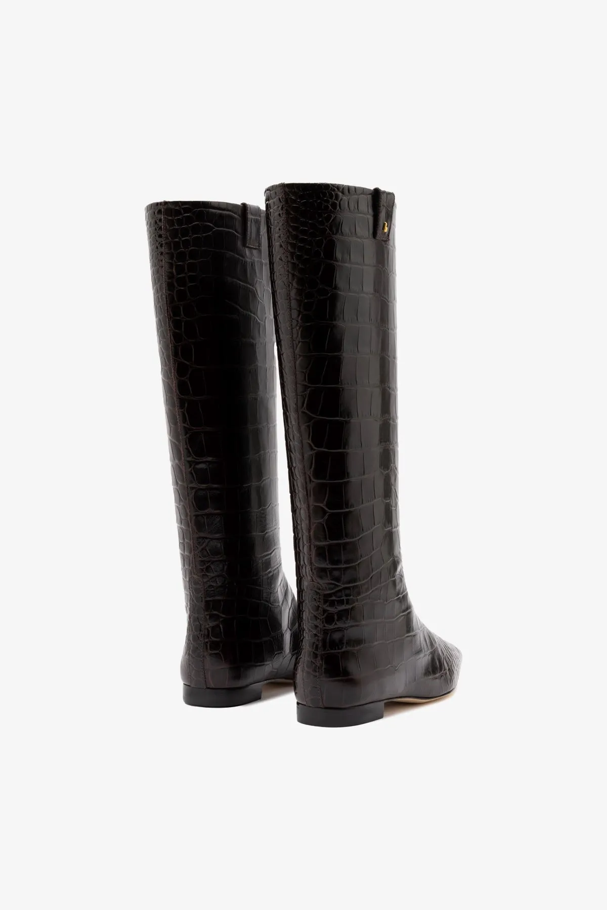 Alexis Flat Boot In Brown Croc Leather sold by Larroude product image thumbnail 3