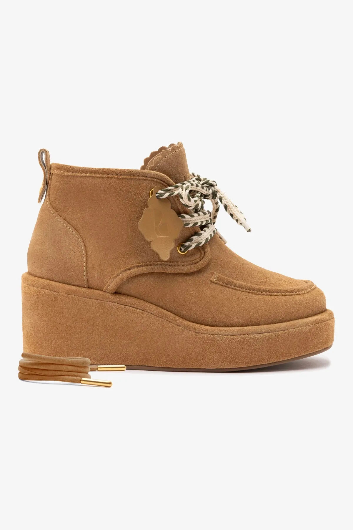 Chani Wedge In Peanut Suede sold by Larroude product image thumbnail 2