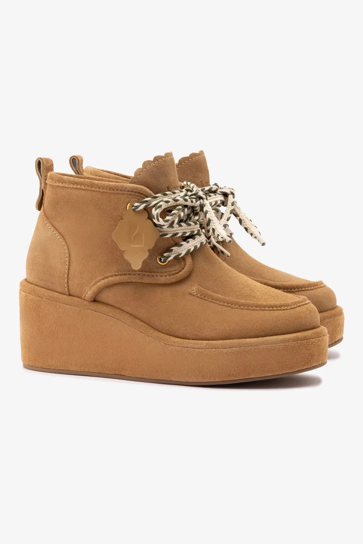 Chani Wedge In Peanut Suede sold by Larroude product image thumbnail 3