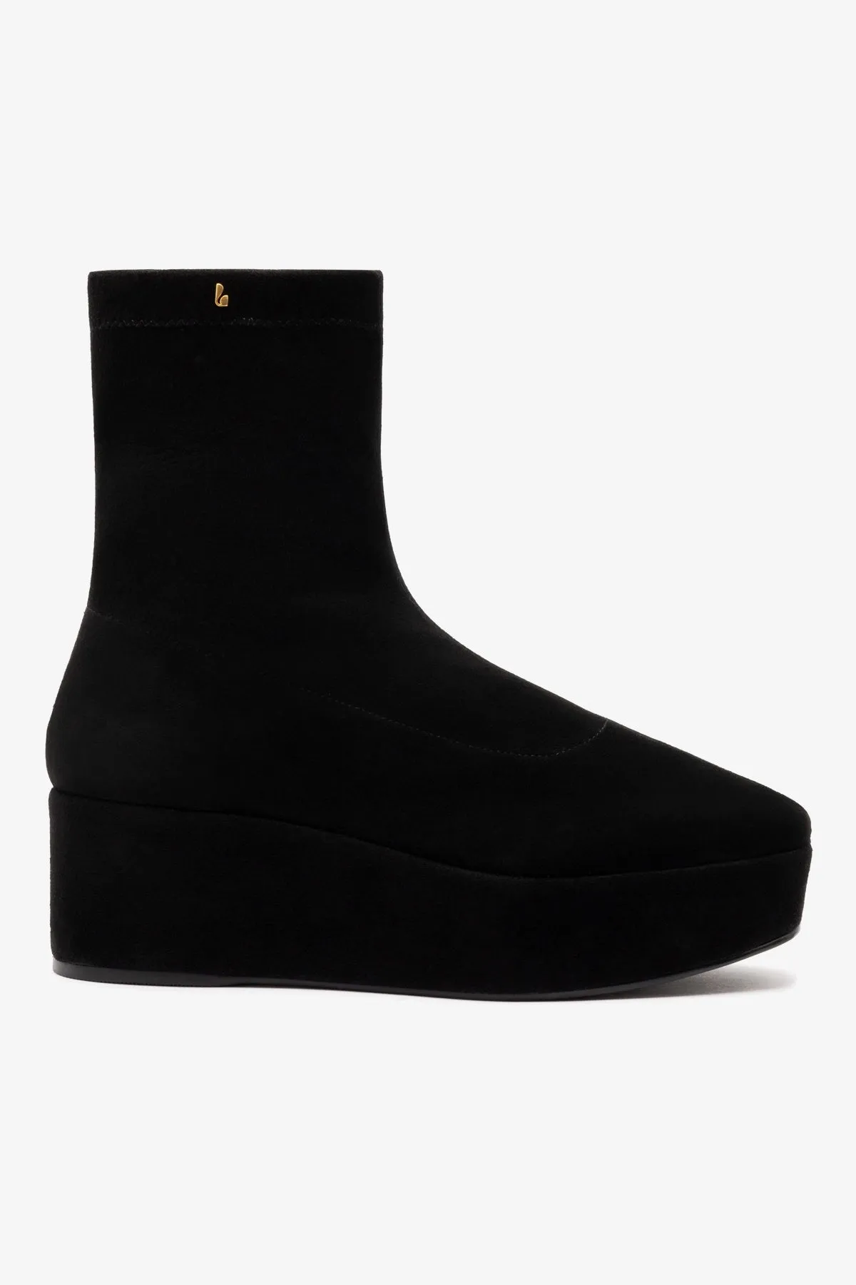 Dani Flatform Boot In Black Suede sold by Larroude