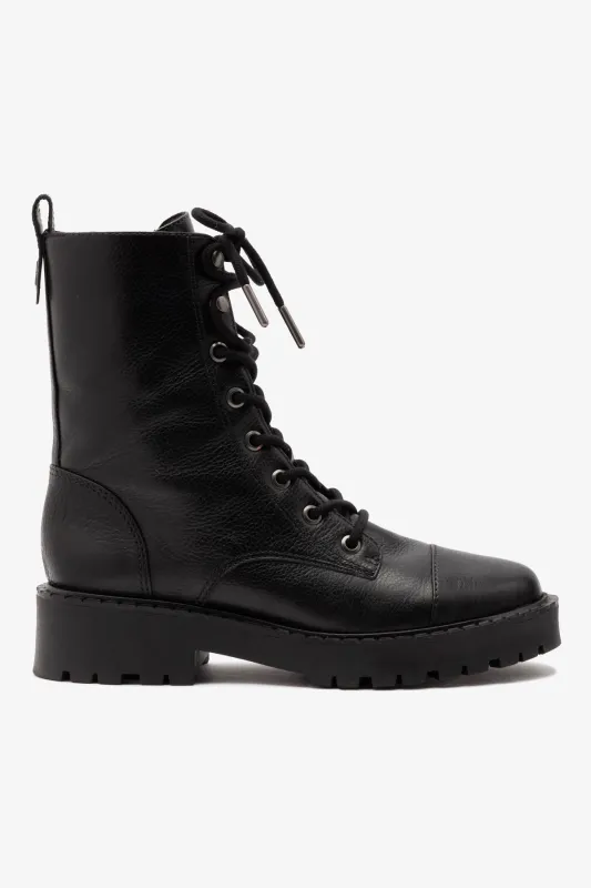 Trinity Boot In Black Leather sold by Larroude