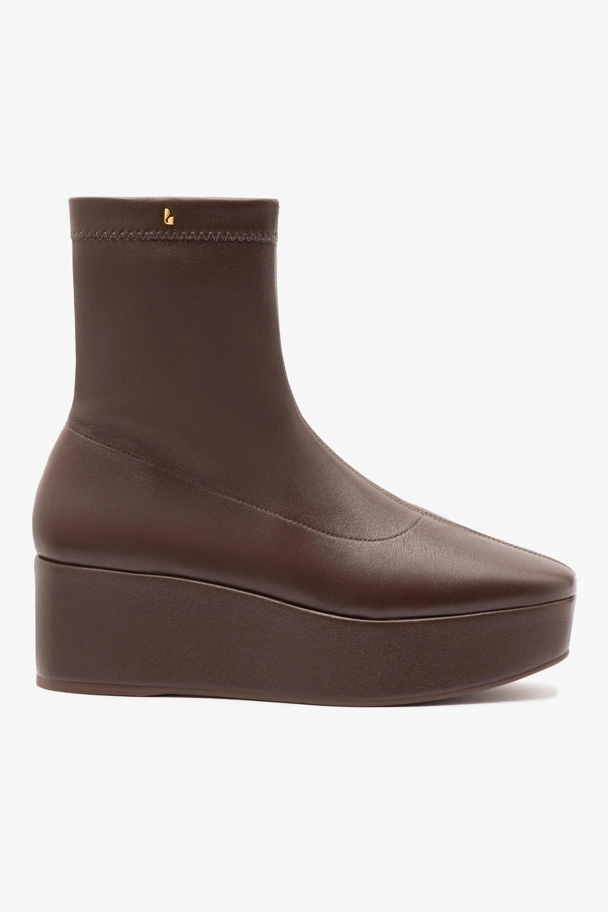 Dani Flatform Boot In Brown Leather sold by Larroude