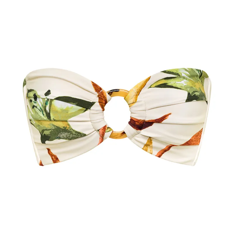 Rooted Floral Tori Ties Bandeau Bikini Top sold by Larroude